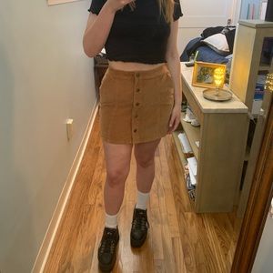 Corduroy snap-button skirt